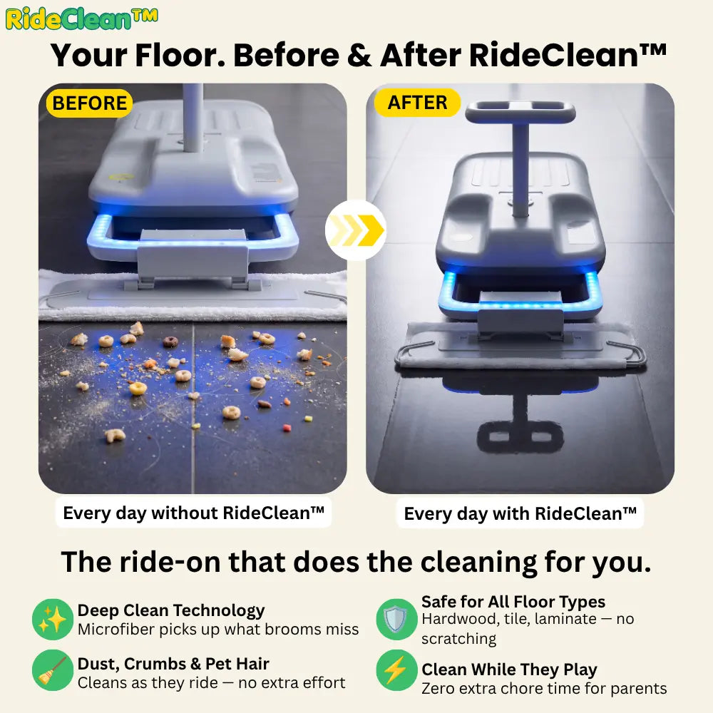 RideClean™ Kids Electric Go-Kart with Mop Attachment
