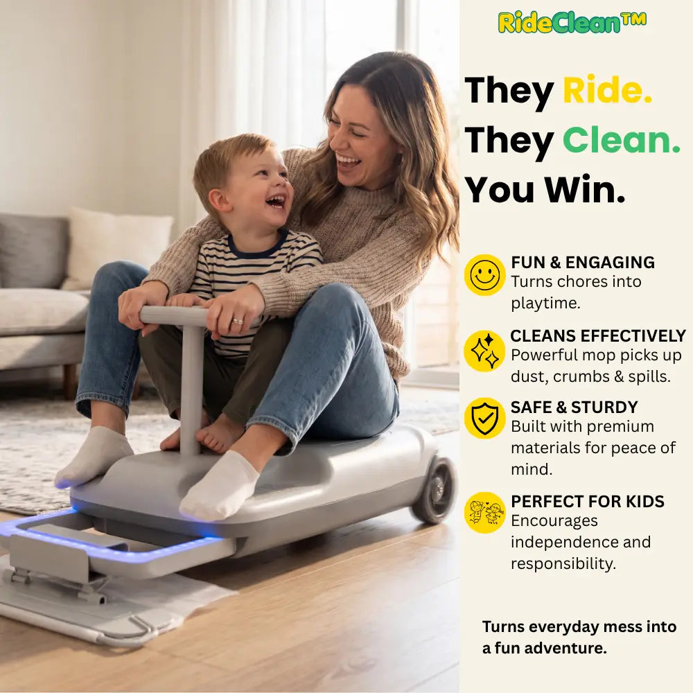RideClean™ Kids Electric Go-Kart with Mop Attachment