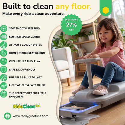 RideClean™ Kids Electric Go-Kart with Mop Attachment