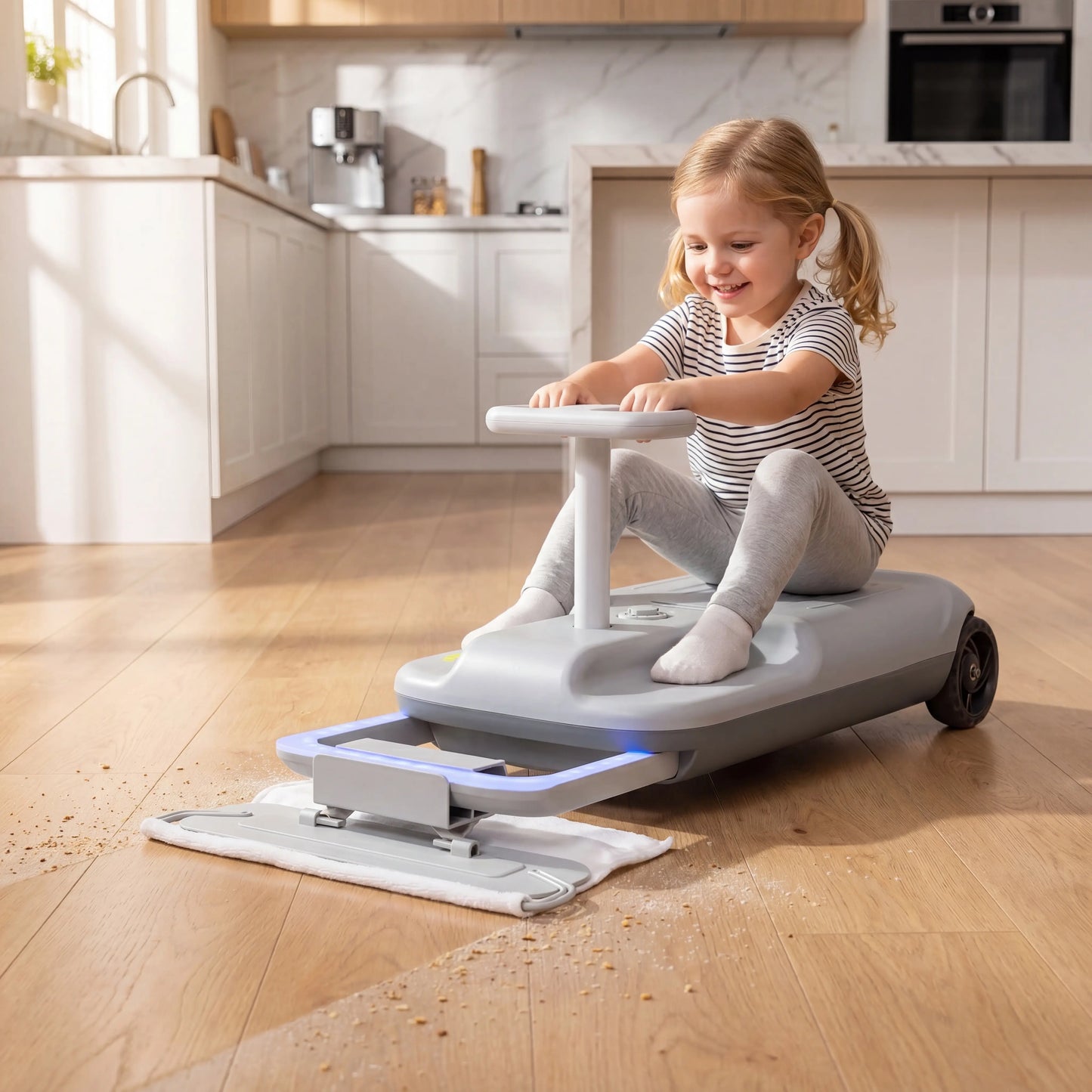 RideClean™ Kids Electric Go-Kart with Mop Attachment